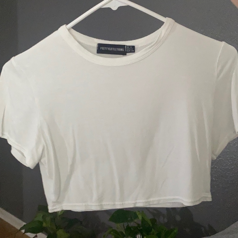 Plain white crop top tee